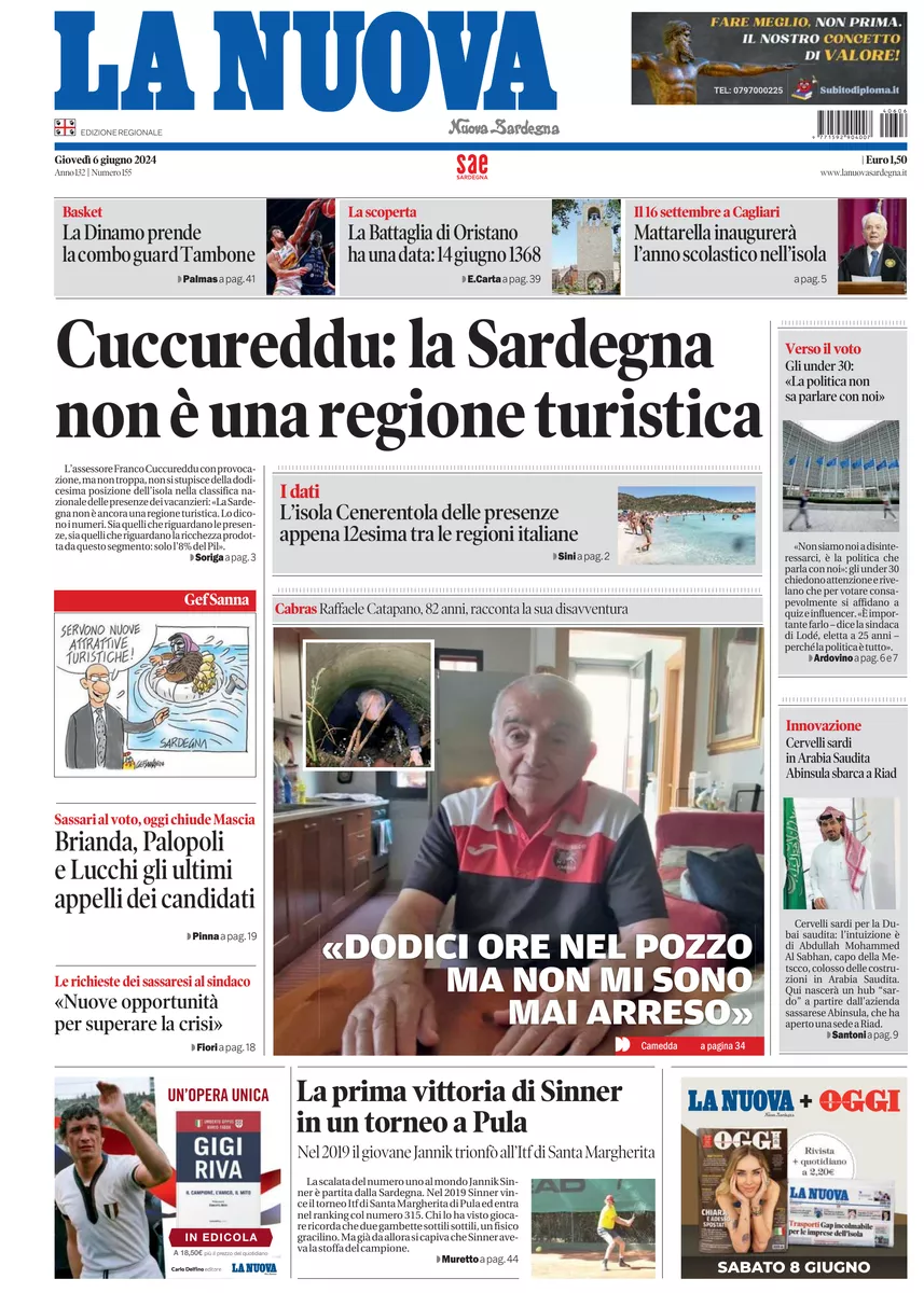 Prima-pagina-la-nuova-sardegna-oggi-oggi-edizione-del-2024-06-06