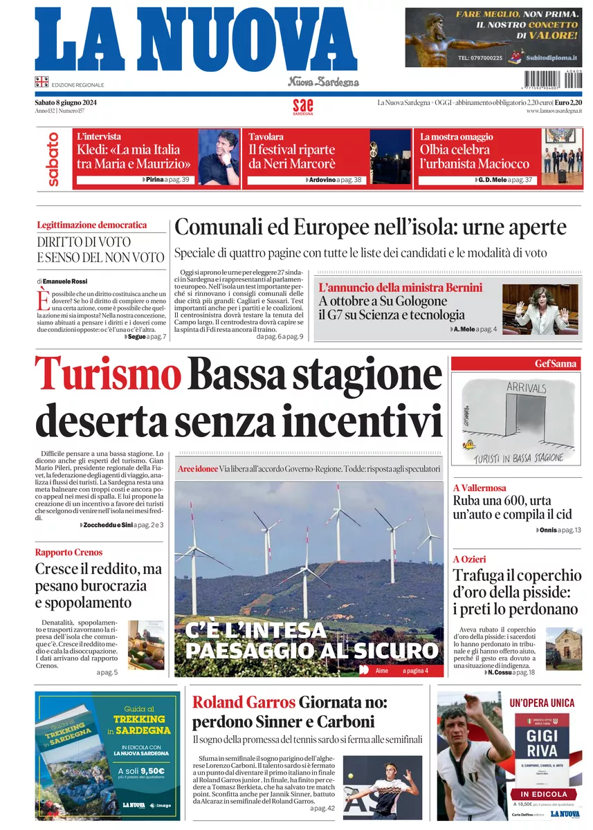 Prima-pagina-la-nuova-sardegna-oggi-oggi-edizione-del-2024-06-08