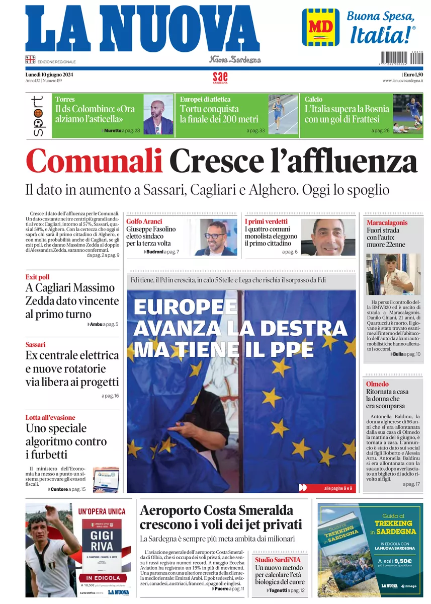 Prima-pagina-la-nuova-sardegna-oggi-oggi-edizione-del-2024-06-10