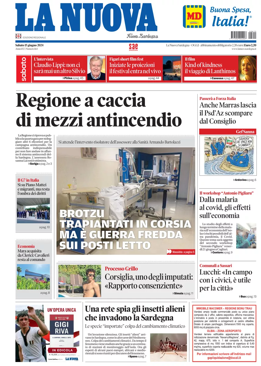 Prima-pagina-la-nuova-sardegna-oggi-oggi-edizione-del-2024-06-15