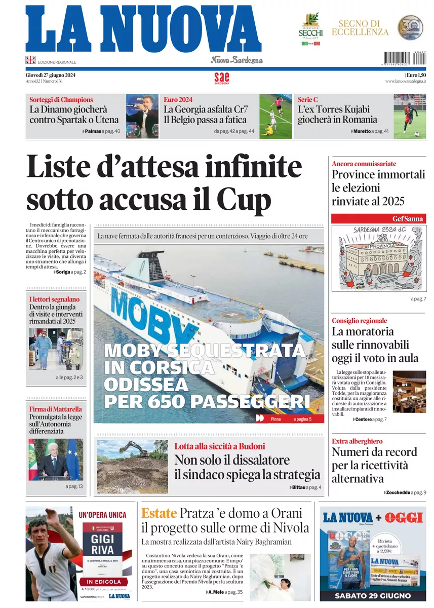 Prima-pagina-la-nuova-sardegna-oggi-oggi-edizione-del-2024-06-27