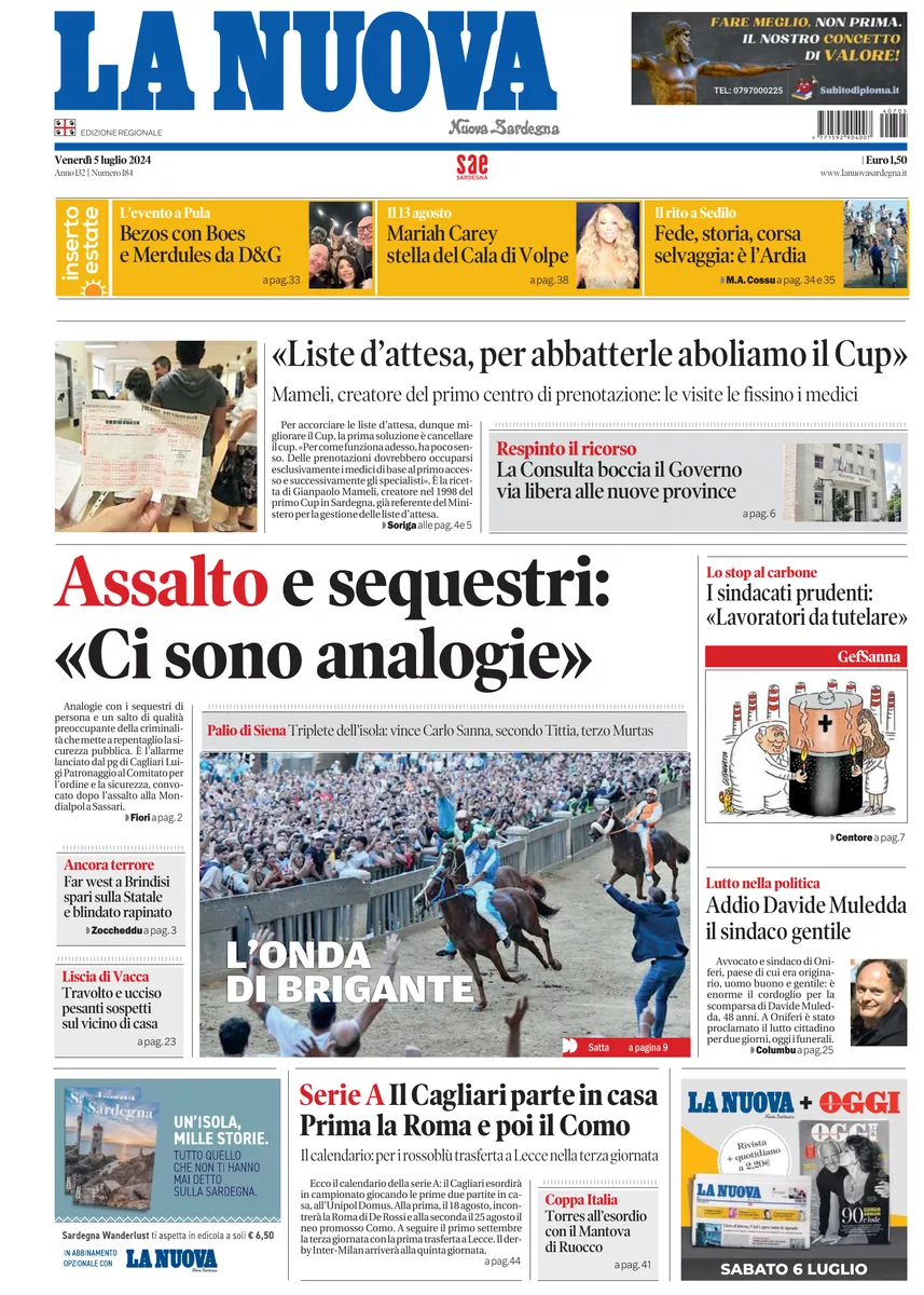 Prima-pagina-la-nuova-sardegna-oggi-oggi-edizione-del-2024-07-05