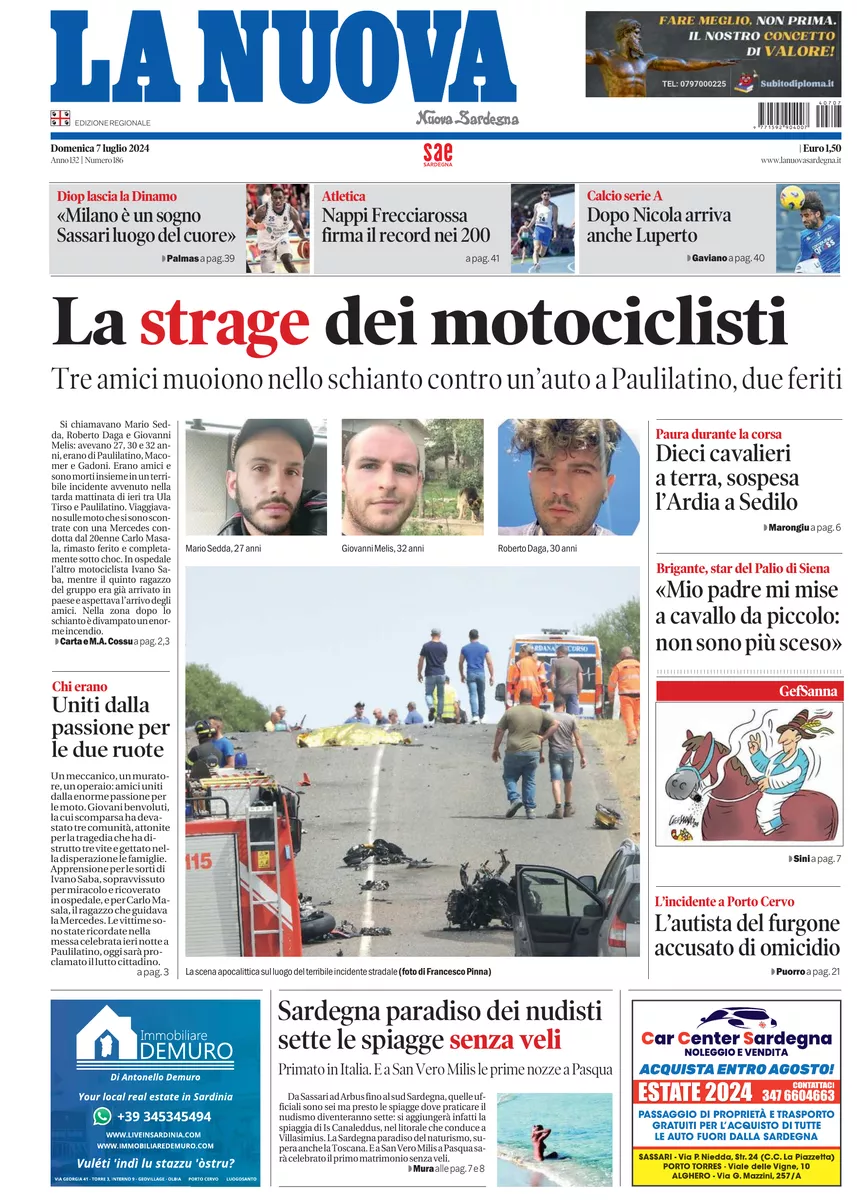 Prima-pagina-la-nuova-sardegna-oggi-oggi-edizione-del-2024-07-07