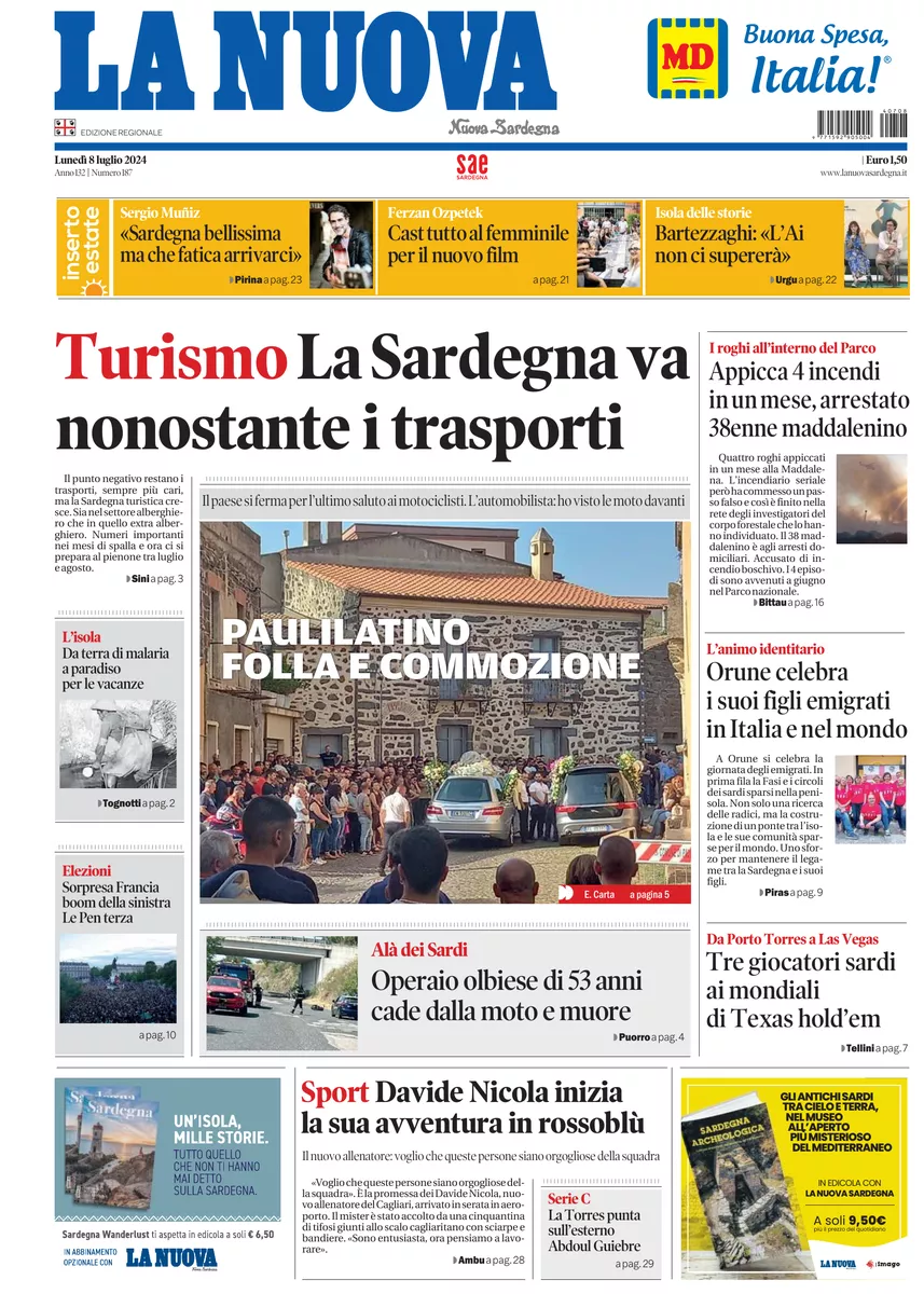 Prima-pagina-la-nuova-sardegna-oggi-oggi-edizione-del-2024-07-08