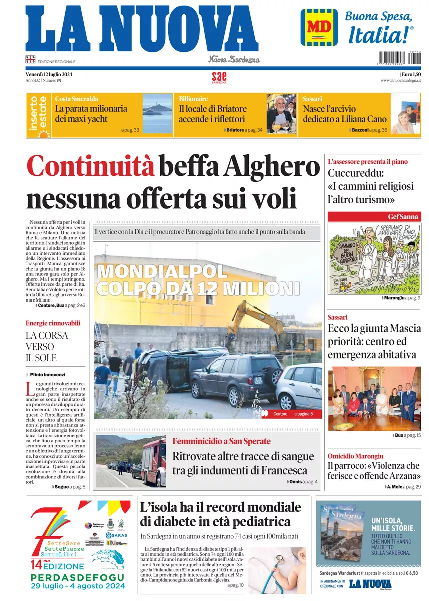 Prima-pagina-la-nuova-sardegna-oggi-oggi-edizione-del-2024-07-12