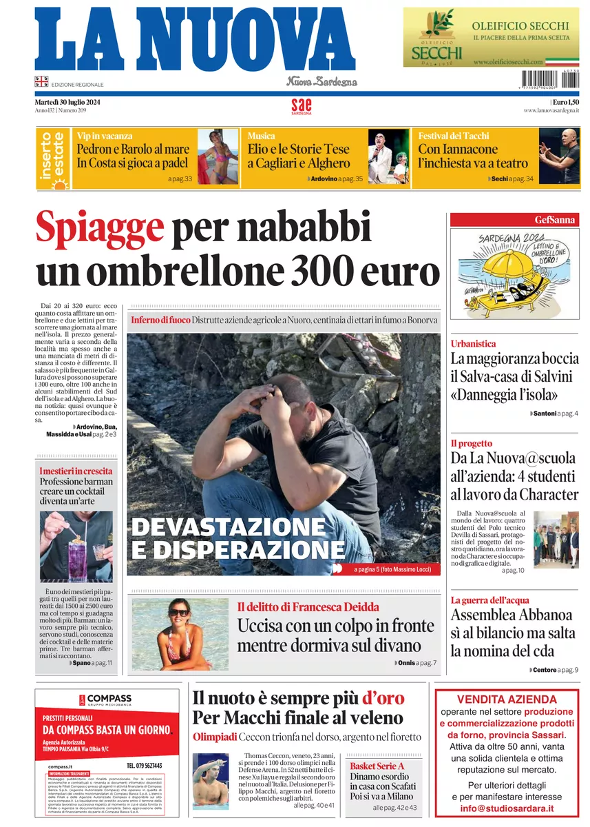 Prima-pagina-la-nuova-sardegna-oggi-oggi-edizione-del-2024-07-30