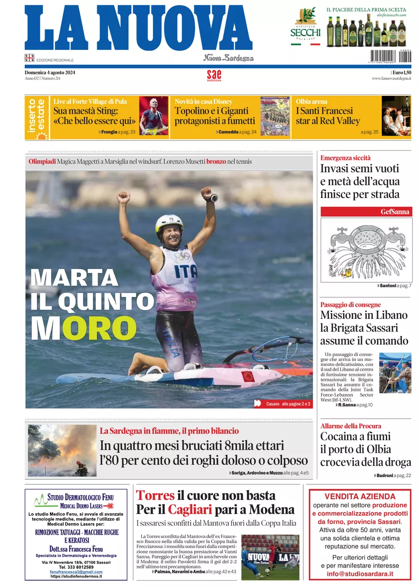 Prima-pagina-la-nuova-sardegna-oggi-oggi-edizione-del-2024-08-04