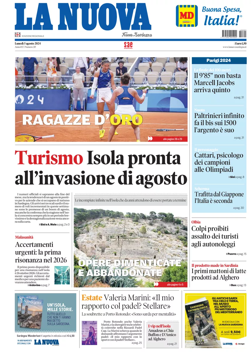 Prima-pagina-la-nuova-sardegna-oggi-oggi-edizione-del-2024-08-05