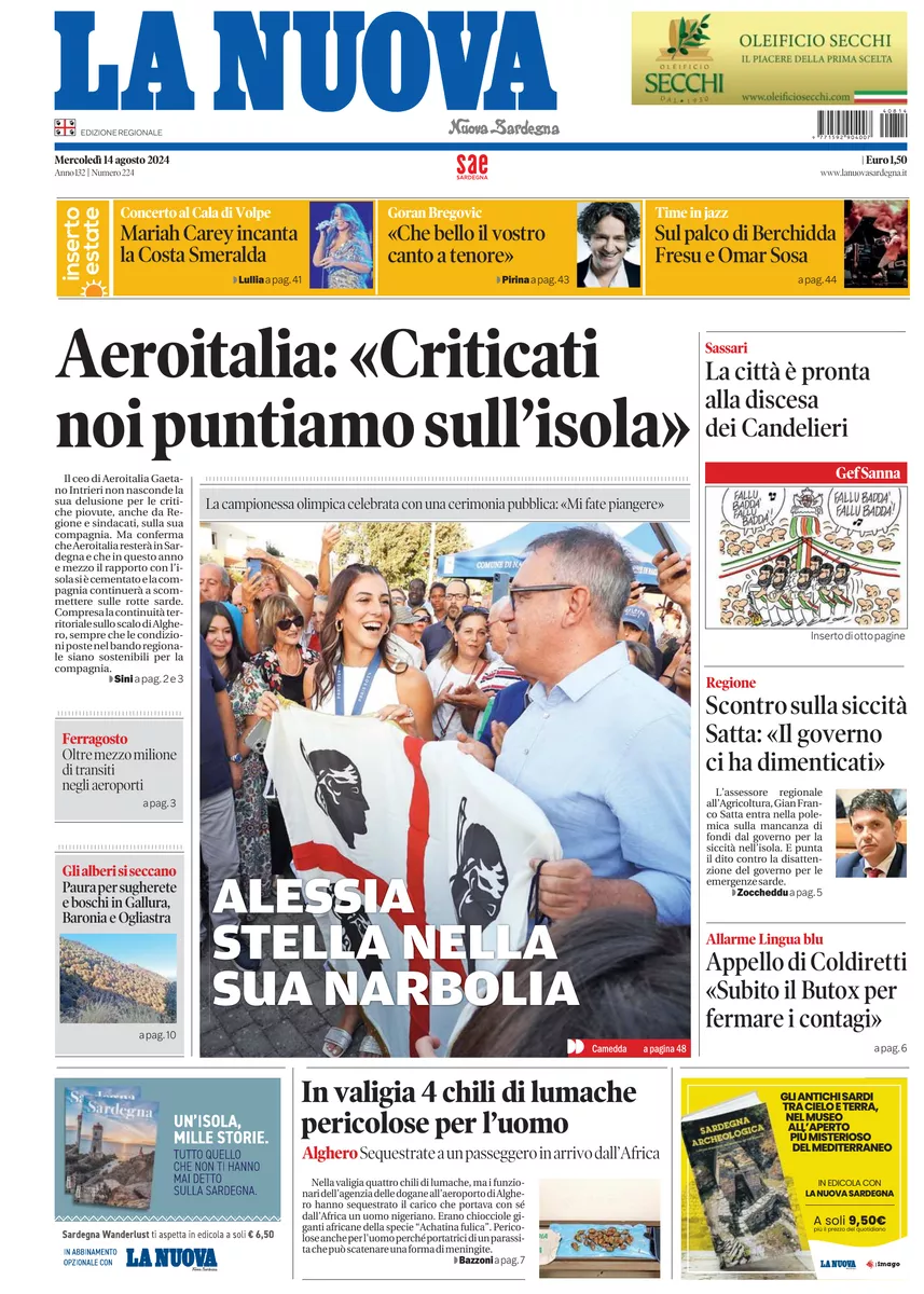 Prima-pagina-la-nuova-sardegna-oggi-oggi-edizione-del-2024-08-14