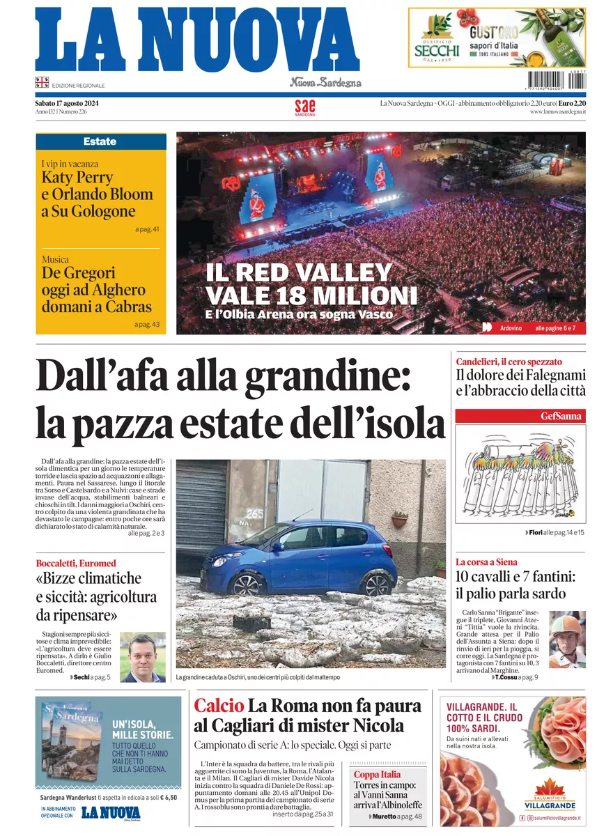 Prima-pagina-la-nuova-sardegna-oggi-oggi-edizione-del-2024-08-17