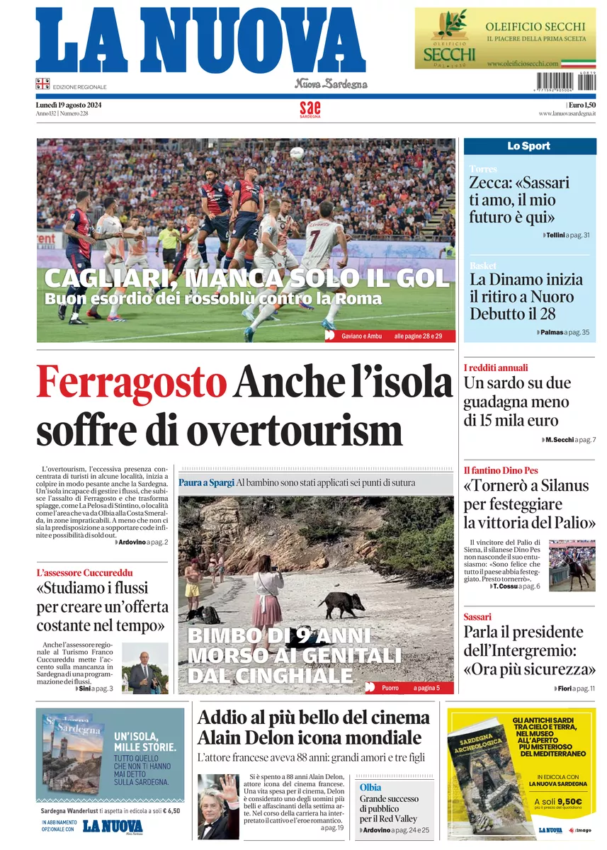 Prima-pagina-la-nuova-sardegna-oggi-oggi-edizione-del-2024-08-19