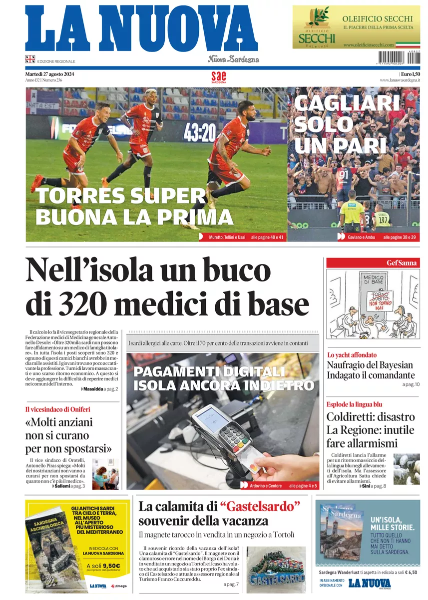 Prima-pagina-la-nuova-sardegna-oggi-oggi-edizione-del-2024-08-27