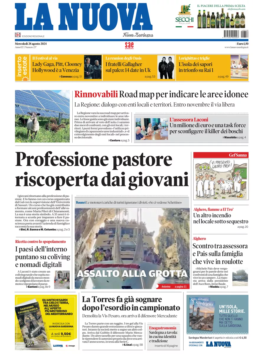 Prima-pagina-la-nuova-sardegna-oggi-oggi-edizione-del-2024-08-28