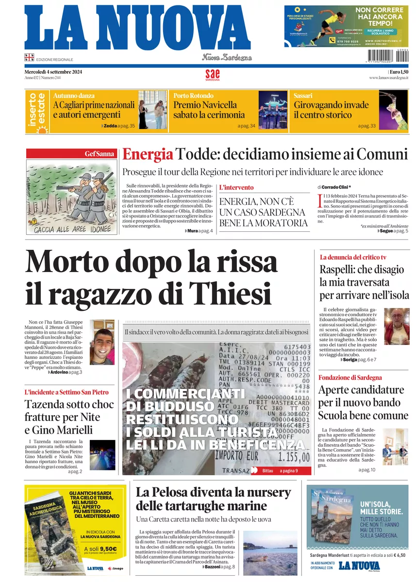 Prima-pagina-la-nuova-sardegna-oggi-oggi-edizione-del-2024-09-04