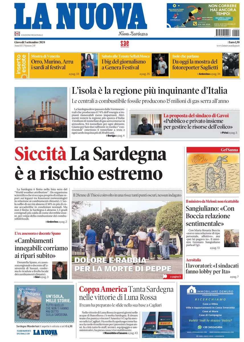 Prima-pagina-la-nuova-sardegna-oggi-oggi-edizione-del-2024-09-05