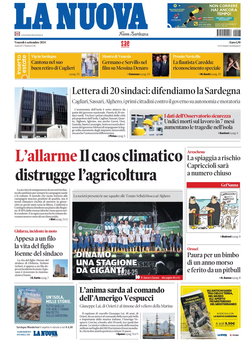 Prima-pagina-la-nuova-sardegna-oggi-oggi-edizione-del-2024-09-06