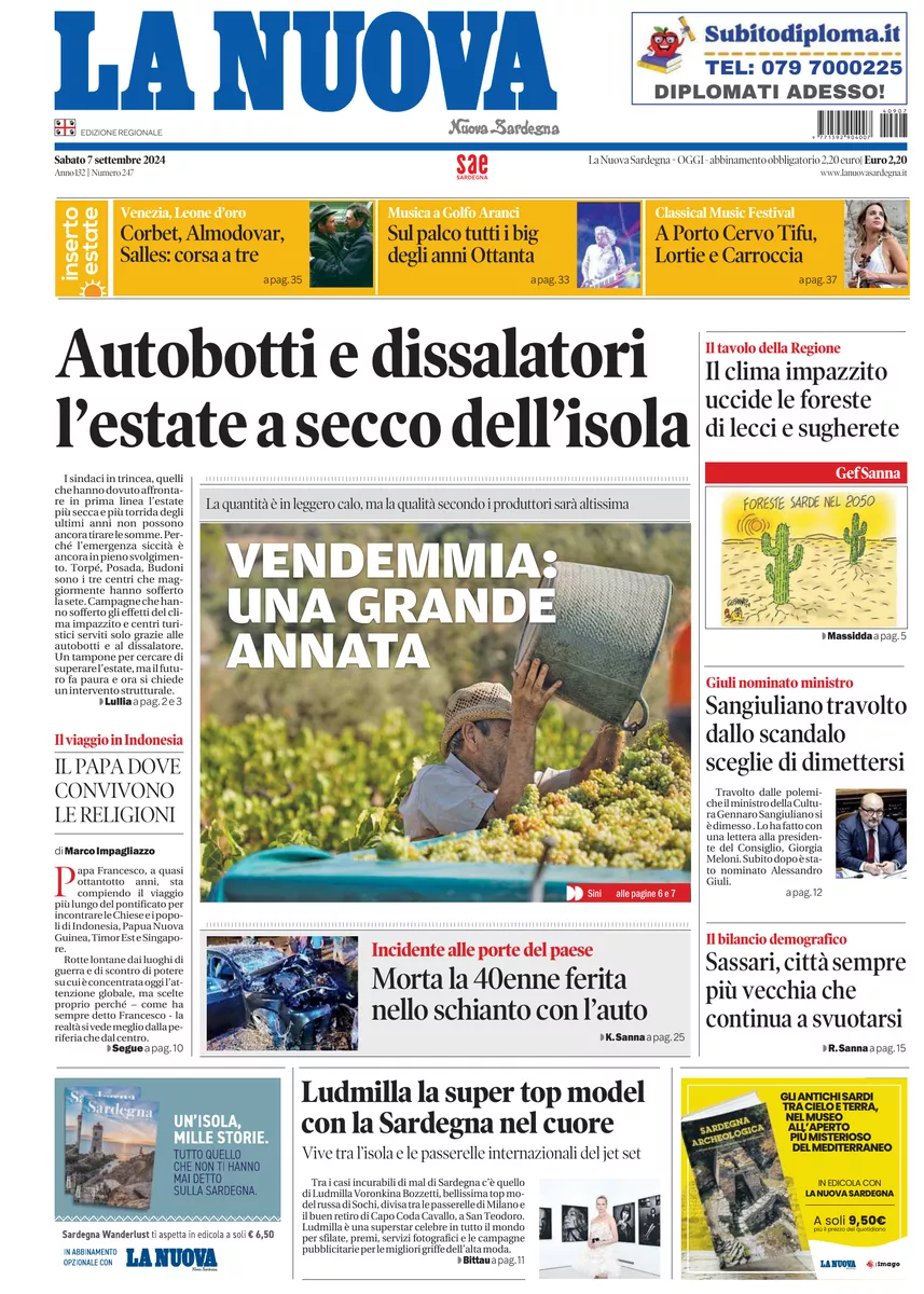 Prima-pagina-la-nuova-sardegna-oggi-oggi-edizione-del-2024-09-07