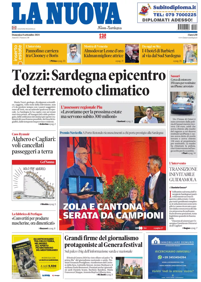 Prima-pagina-la-nuova-sardegna-oggi-oggi-edizione-del-2024-09-08