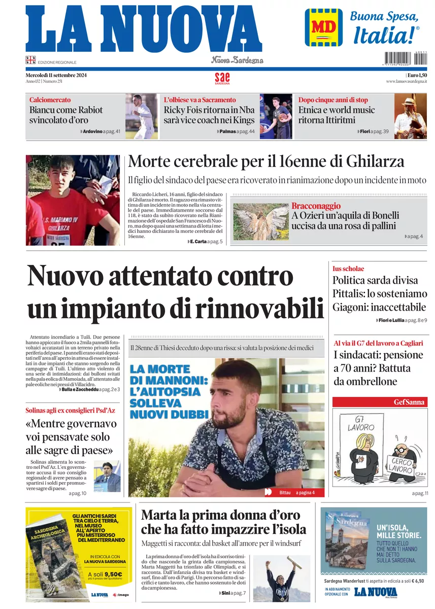 Prima-pagina-la-nuova-sardegna-oggi-oggi-edizione-del-2024-09-11