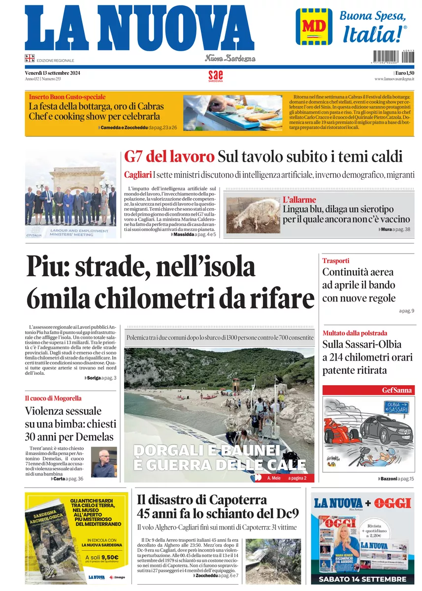 Prima-pagina-la-nuova-sardegna-oggi-oggi-edizione-del-2024-09-13