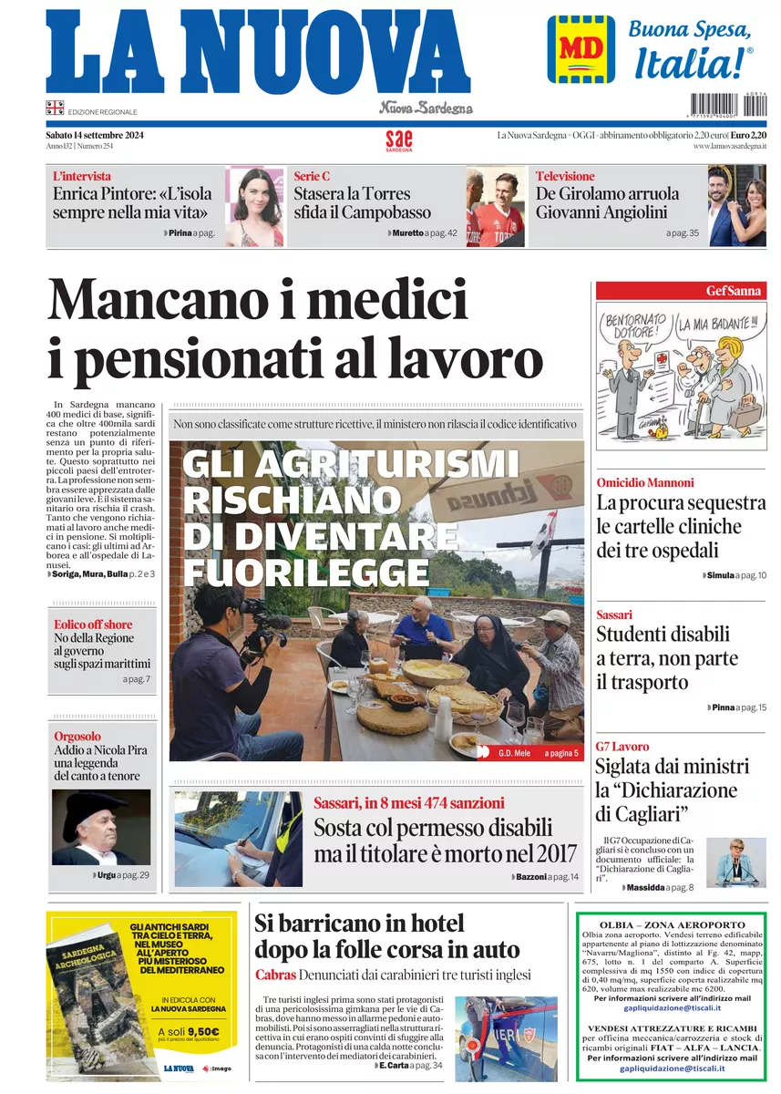 Prima-pagina-la-nuova-sardegna-oggi-oggi-edizione-del-2024-09-14