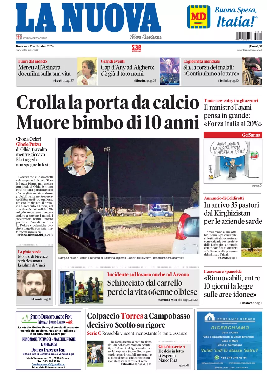 Prima-pagina-la-nuova-sardegna-oggi-oggi-edizione-del-2024-09-15