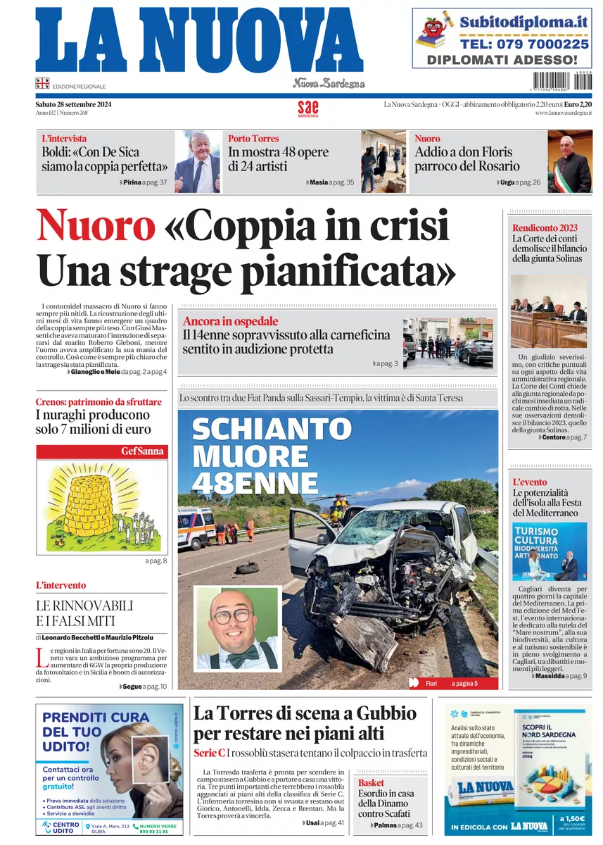 Prima-pagina-la-nuova-sardegna-oggi-oggi-edizione-del-2024-09-28