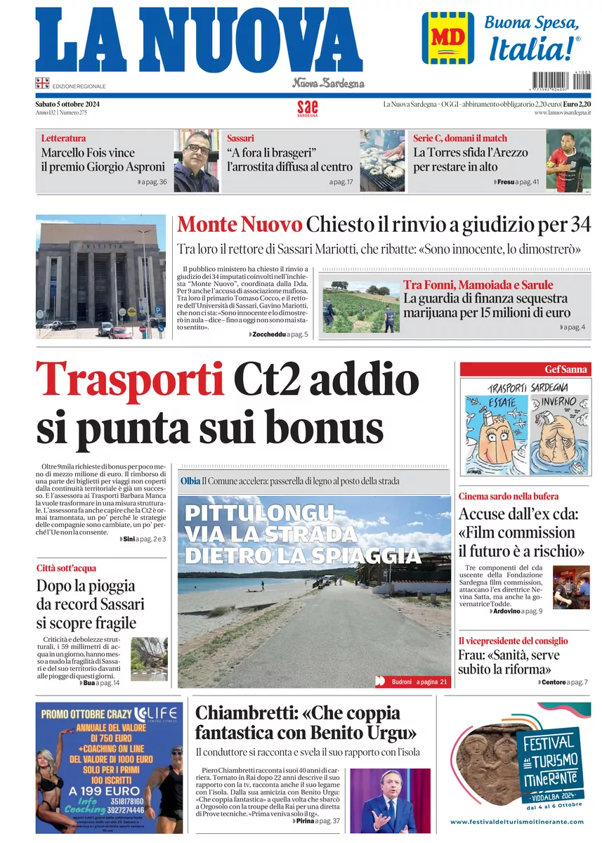 Prima-pagina-la-nuova-sardegna-oggi-oggi-edizione-del-2024-10-05