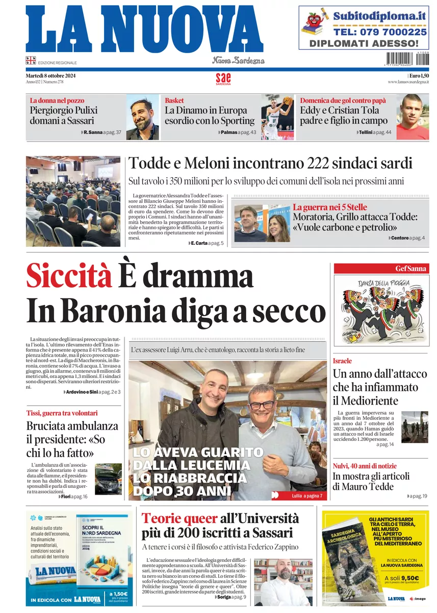 Prima-pagina-la-nuova-sardegna-oggi-oggi-edizione-del-2024-10-08