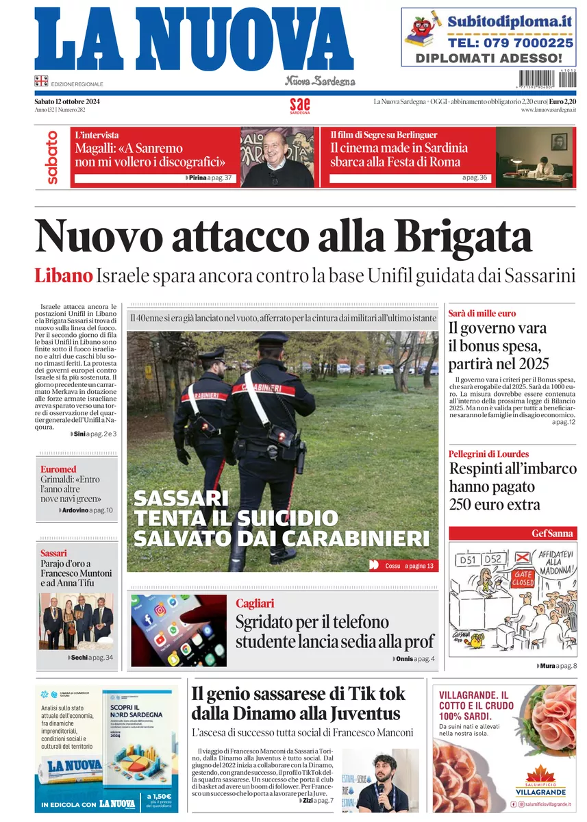 Prima-pagina-la-nuova-sardegna-oggi-oggi-edizione-del-2024-10-12