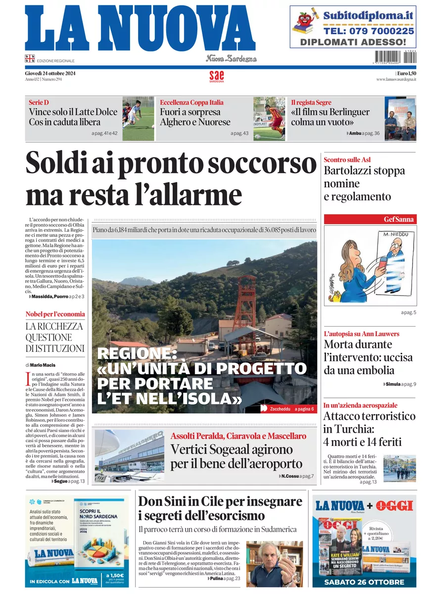 Prima-pagina-la-nuova-sardegna-oggi-oggi-edizione-del-2024-10-24