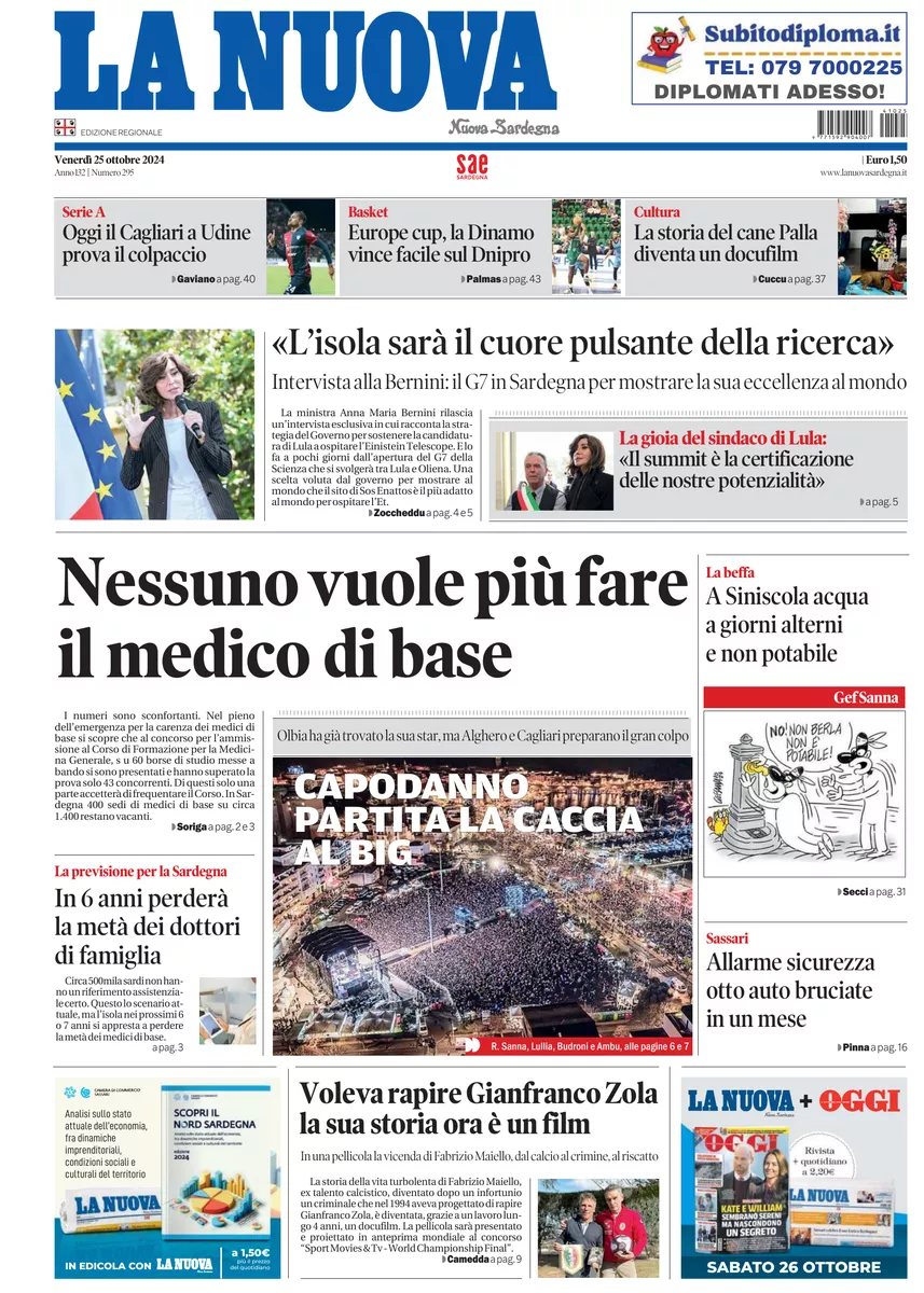 Prima-pagina-la-nuova-sardegna-oggi-oggi-edizione-del-2024-10-25