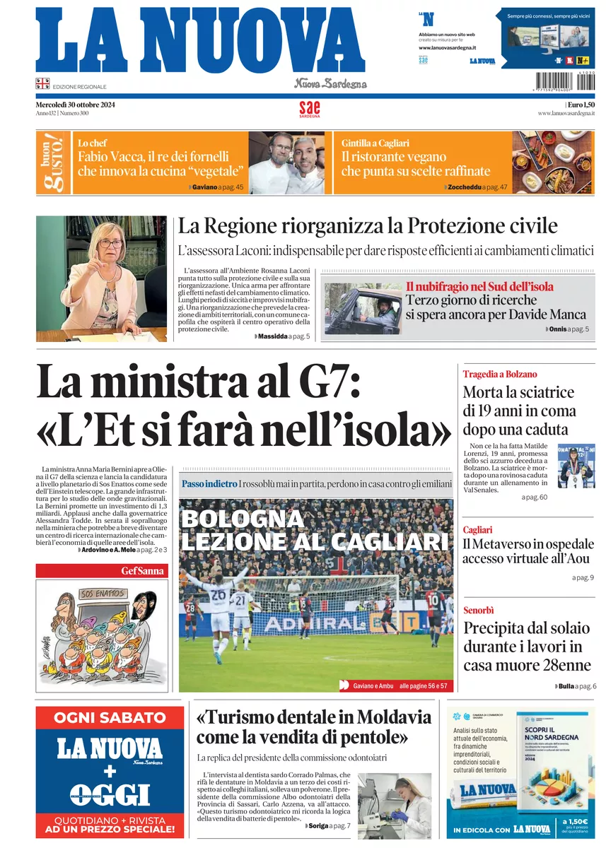 Prima-pagina-la-nuova-sardegna-oggi-oggi-edizione-del-2024-10-30