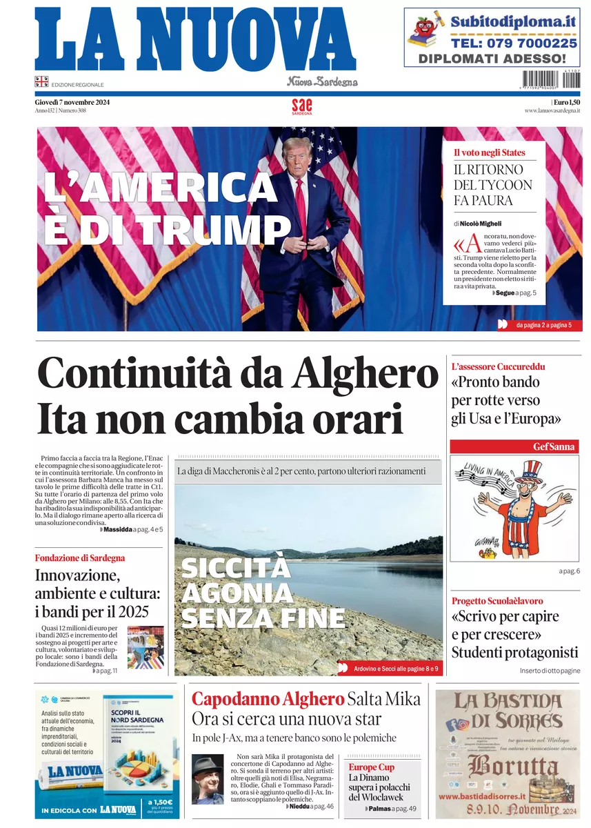 Prima-pagina-la-nuova-sardegna-oggi-oggi-edizione-del-2024-11-07