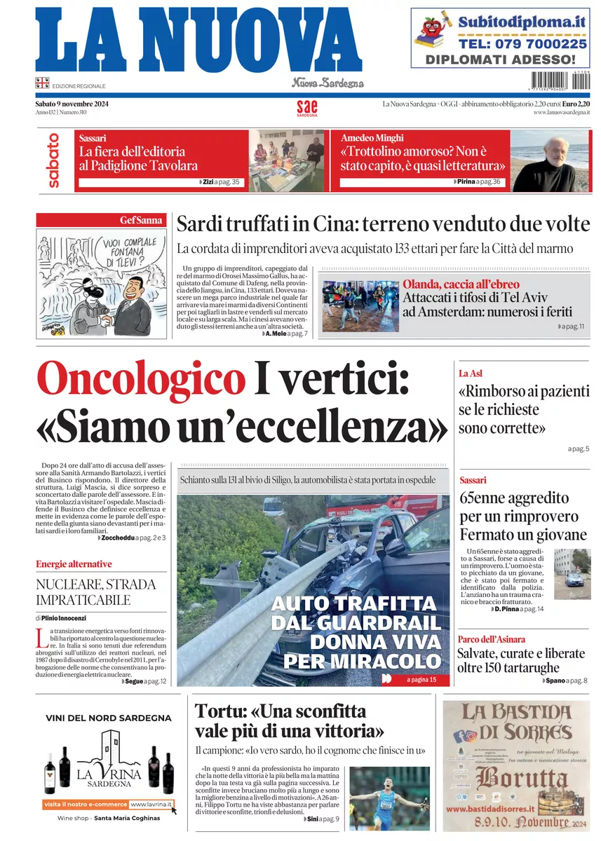 Prima-pagina-la-nuova-sardegna-oggi-oggi-edizione-del-2024-11-09