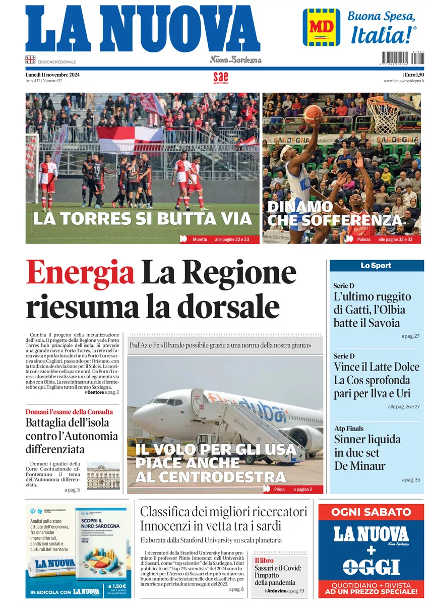 Prima-pagina-la-nuova-sardegna-oggi-oggi-edizione-del-2024-11-11