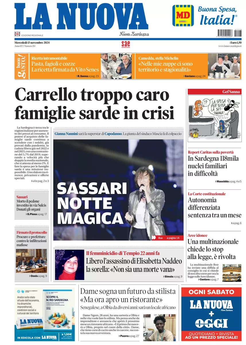 Prima-pagina-la-nuova-sardegna-oggi-oggi-edizione-del-2024-11-13