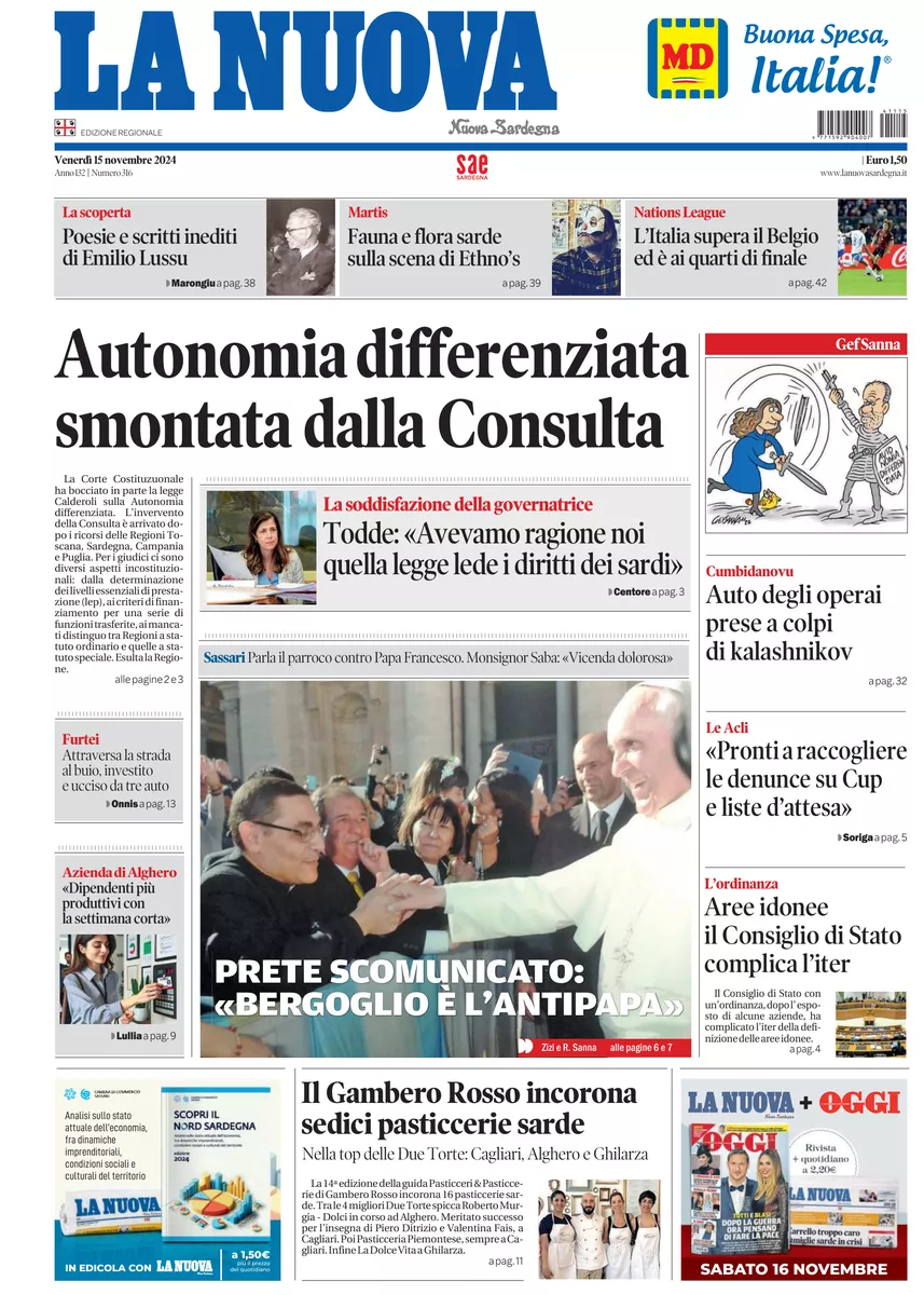 Prima-pagina-la-nuova-sardegna-oggi-oggi-edizione-del-2024-11-15