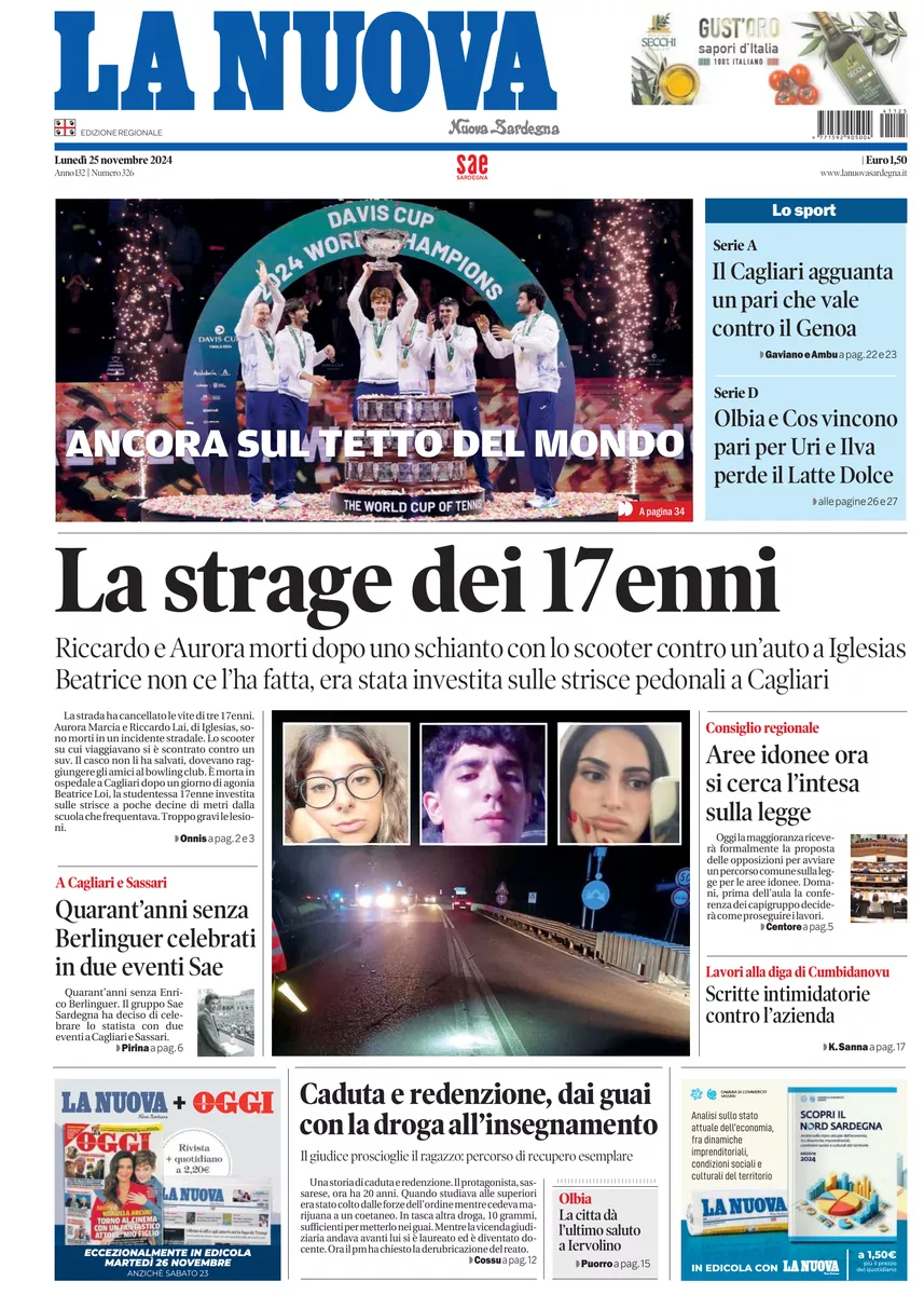 Prima-pagina-la-nuova-sardegna-oggi-oggi-edizione-del-2024-11-25