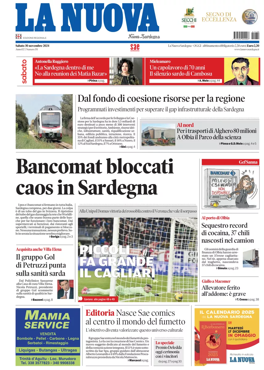 Prima-pagina-la-nuova-sardegna-oggi-oggi-edizione-del-2024-11-30