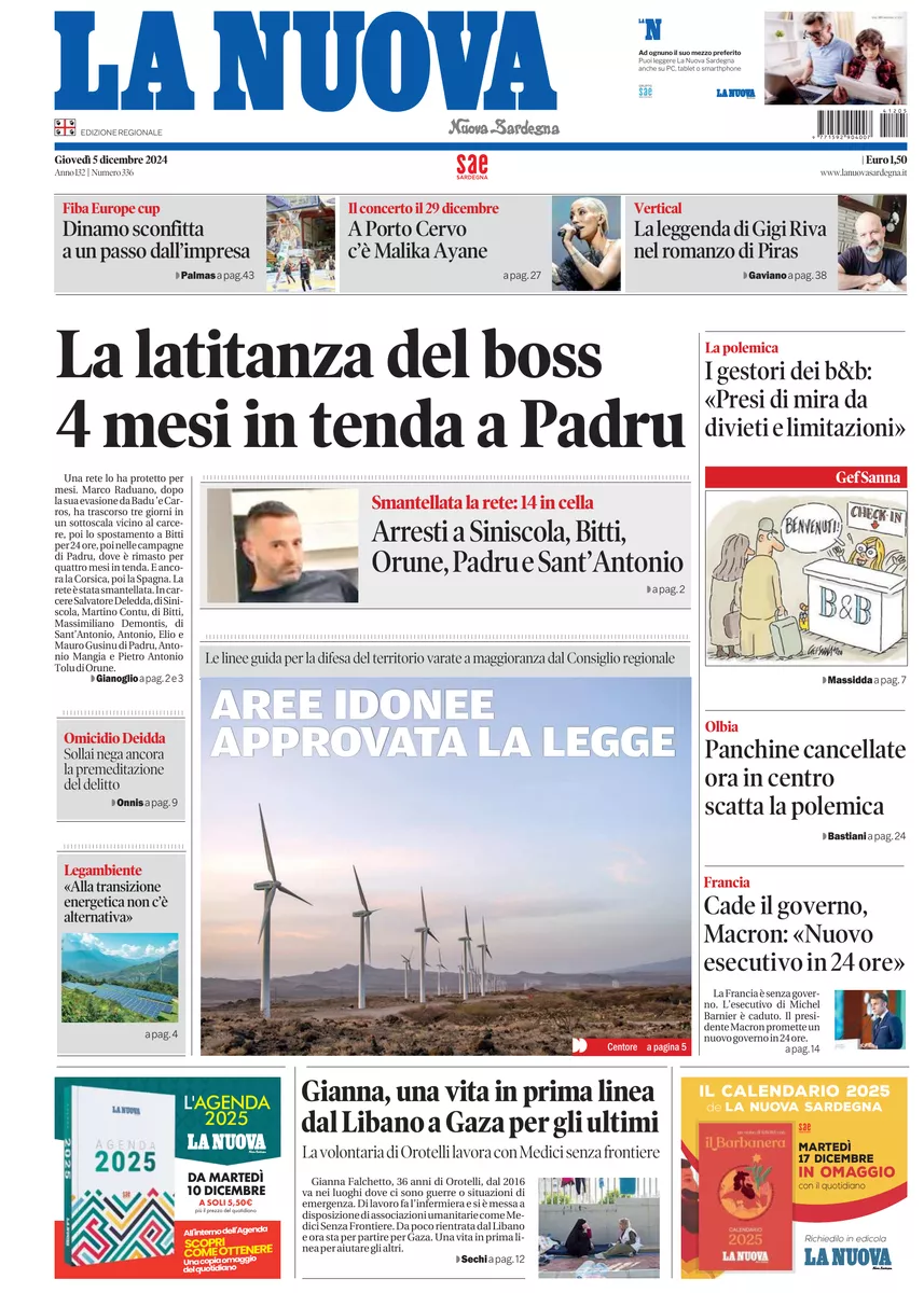 Prima-pagina-la-nuova-sardegna-oggi-oggi-edizione-del-2024-12-05