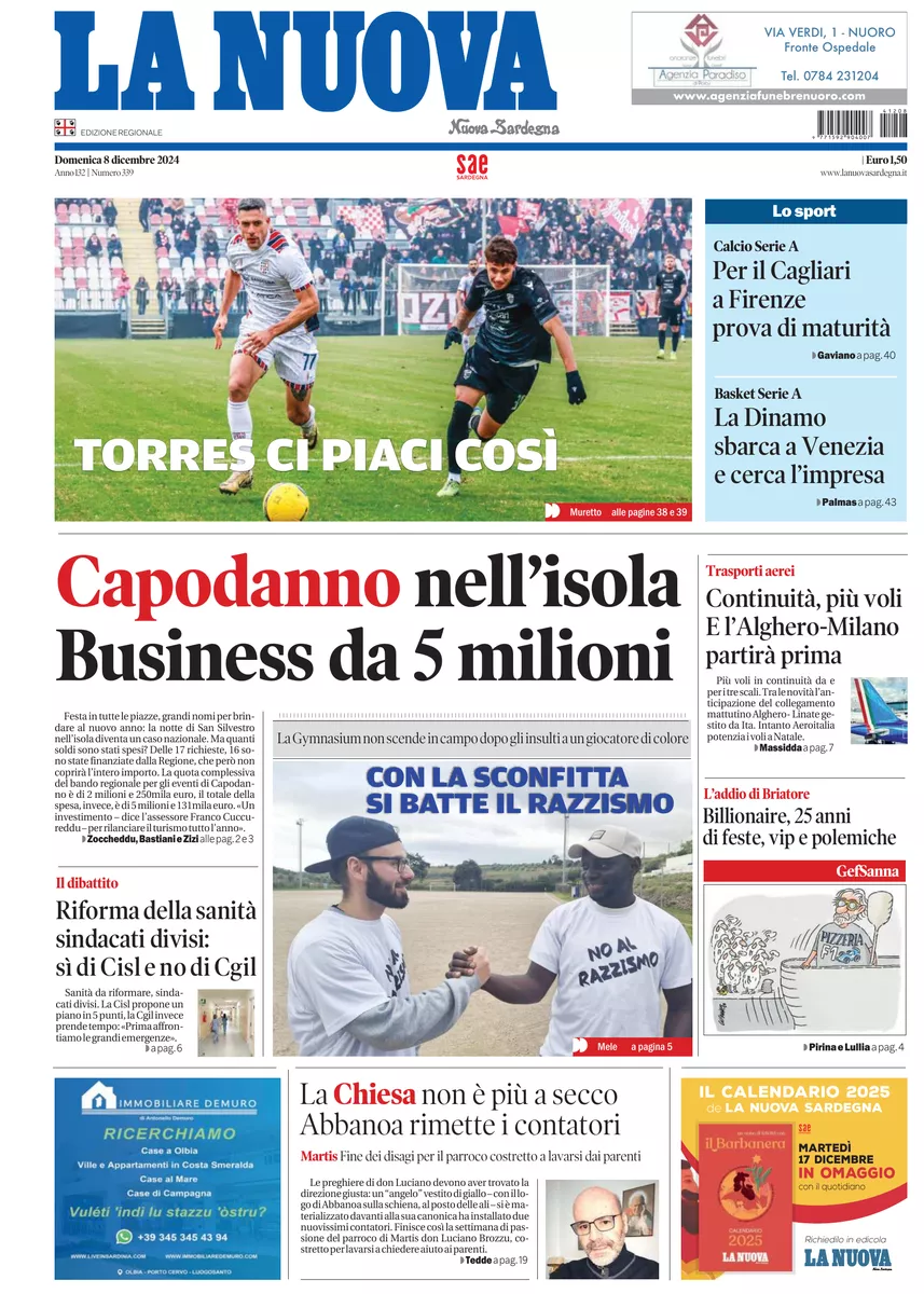 Prima-pagina-la-nuova-sardegna-oggi-oggi-edizione-del-2024-12-08