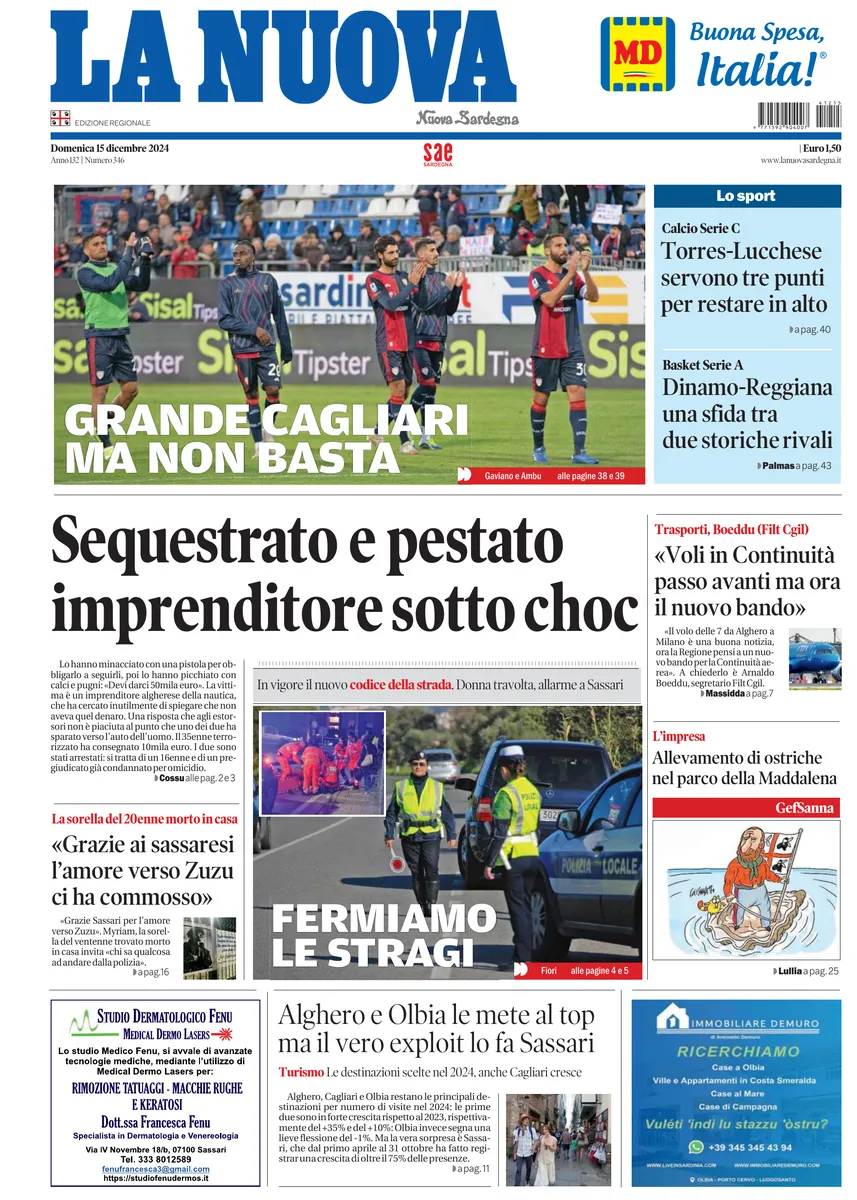 Prima-pagina-la-nuova-sardegna-oggi-oggi-edizione-del-2024-12-15