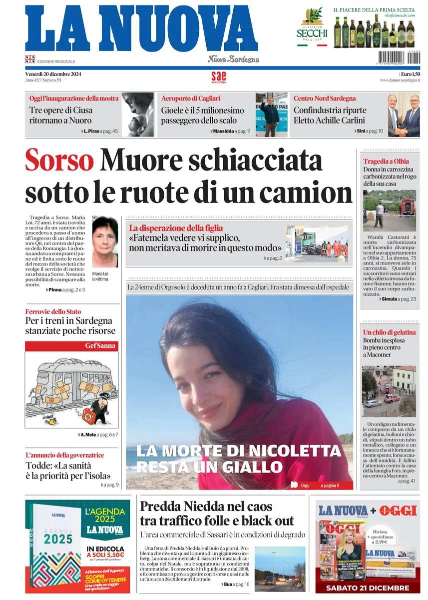 Prima-pagina-la-nuova-sardegna-oggi-oggi-edizione-del-2024-12-20