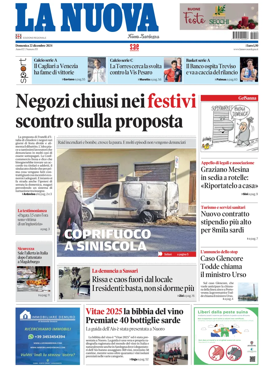 Prima-pagina-la-nuova-sardegna-oggi-oggi-edizione-del-2024-12-22