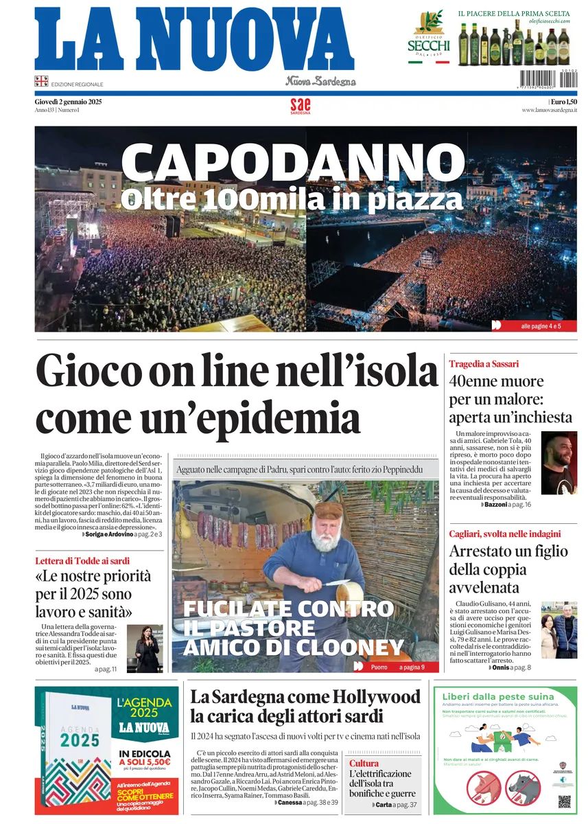 Prima-pagina-la-nuova-sardegna-oggi-oggi-edizione-del-2025-01-02