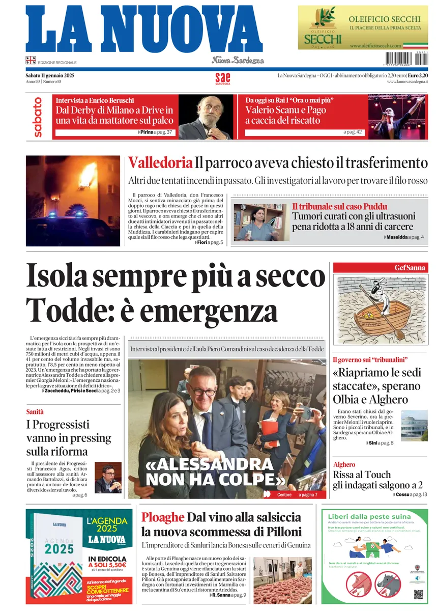 Prima-pagina-la-nuova-sardegna-oggi-oggi-edizione-del-2025-01-11