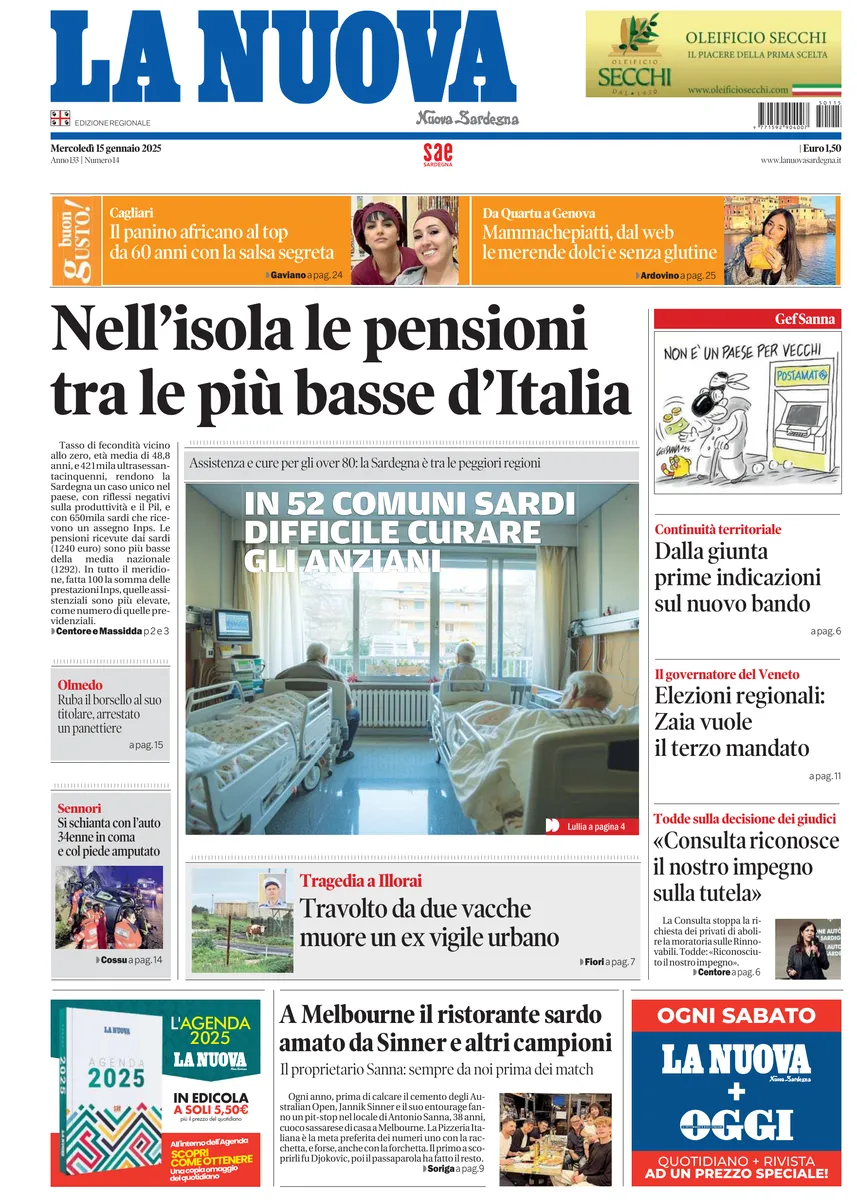 Prima-pagina-la-nuova-sardegna-oggi-oggi-edizione-del-2025-01-15