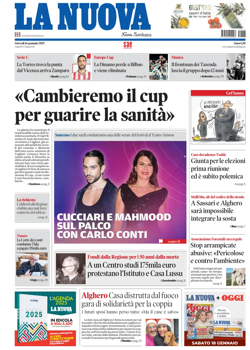 Prima-pagina-la-nuova-sardegna-oggi-oggi-edizione-del-2025-01-16