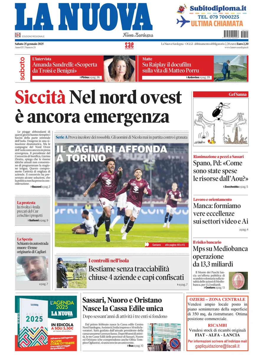 Prima-pagina-la-nuova-sardegna-oggi-oggi-edizione-del-2025-01-25